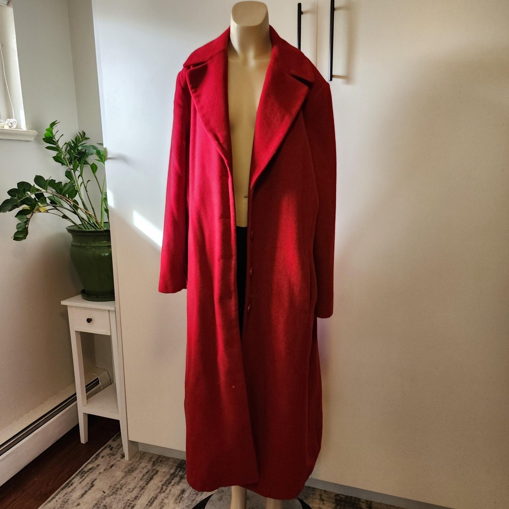 18W Red Full Length Wool Coat Chadwicks of Boston Full Length JacketProfessional
